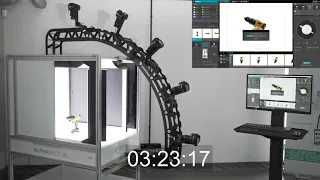 360-degree / 3D product photo capture process using the AlphaShot XL and 3D arm
