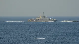 Hellenic Navy Roussen class missile boats P67 and P71 in Parmenion 2018 military exercise.