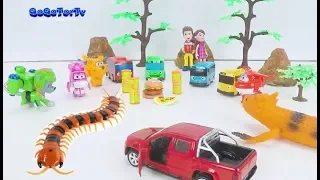 Go Go Super Wings Tayo the Little Bus Attack by Monster Bugs Giant centipede Go Crocodile Kids toys