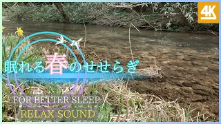 4K【自然環境音】春の小川のせせらぎ音と鳥のさえずりを聴く１時間（癒し）｜安眠、リラックスのための自然音｜asmr睡眠・眠れるｂｇｍ｜