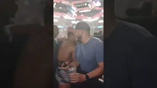 Paulo Costa celebrates with fans after his win vs Rockhold