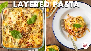 Layered Red Sauce Pasta with Vegetables in White Sauce Recipe | Baked Spaghetti | Chef Sanjyot Keer