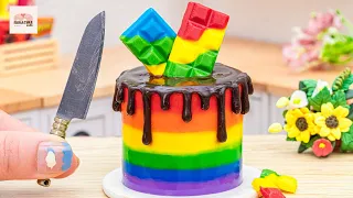 Miniature Rainbow Chocolate Cake 🌈Tiny Rainbow Chocolate Cake Decorating | 1000+ Miniature Ideas