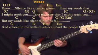 The Sound of Silence (Simon & Garfunkel) Bass Guitar Cover Lesson in Em with Chords/Lyrics