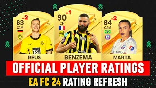 FIFA 24 | OFFICIAL 50 PLAYER RATINGS! 😱🔥 | EA FC 24 RATINGS! ft. Benzema, Reus, Marta...