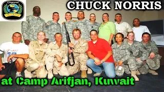 Chuck Norris supports U.S. Soldiers at Camp Arifjan, Kuwait - September 2007.