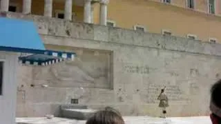 The Changing of the Guards in front of the Greek Parliament building.