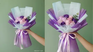 Cách bó hoa 10 bông / hoa sáp thơm / chuỗi video cho người mới / flower bouquet