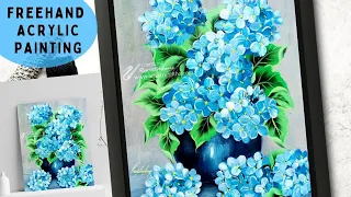Freehand acrylic painting HYDRANGEA ❀✿🌷 flower on Mixed media Paper || Creative Ideas ART || Fun