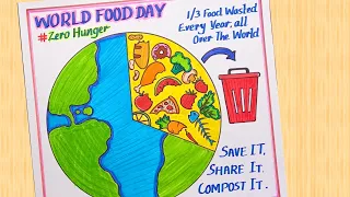 World Food Day Drawing/ World Food Day Poster Making/ Save And Share Food For Zero Hunger Drawing
