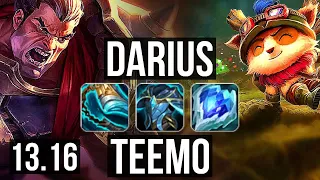 DARIUS vs TEEMO (TOP) | 700+ games, 1.0M mastery, 9/3/6 | NA Diamond | 13.16