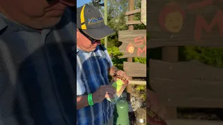 Eating a Frozen Ogre Shrek Popsicle in DreamWorks Land at Universal Orlando