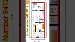 House Design 16' X 45' // 80 SQYDS House Map // House Plan #shorts #AShortADay