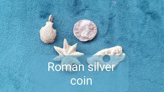 Metal detecting.equinox finds Roman silver coin dug live on camera