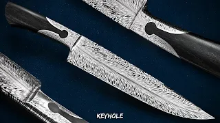 MAKING THE PERFECT DAMASCUS KNIFE! How to make a KEYHOLE KNIFE