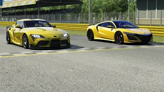 Toyota GR-Z Supra ETN 2021 vs Acura NSX 2016 at Monza Full Course