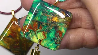 Amazing Colors And Glass Effect On Polymer Clay - Acrylic Pouring Technique (Part 1)