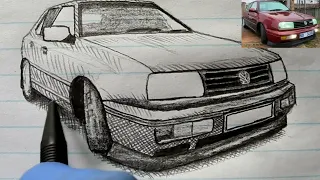 Here's how to draw a car | VW Jetta Mk3 vr6 easy step by step tutorial | beginner freindly