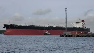 VLCC GULF LOYALTY leaving berth 101 heading for Falmouth, Cornwall.