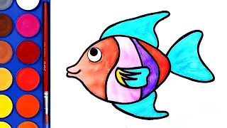 How to draw fish step by step | Fish drawing for kids and toddlers | easy techniques