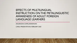 Effects of Multilingual Pedagogy on the Metalinguistic Awareness of Foreign Language Learners