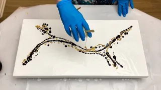Sparkling GOLDEN Perfection ✨ Beautiful and SIMPLE Acrylic Pouring for Beginners ~ Fluid Art
