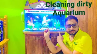 Cleaning a dirty aquarium -fish 🐠🐟 tank maintenance in Hindi