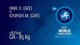 1/8 GR - 85 kg: M. IOSIFIDIS (GRE) df. U. HAJIL (AZE), 9-6