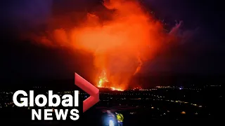 La Palma volcano: Video captures collapse of volcanic cone, ash shuts down airport