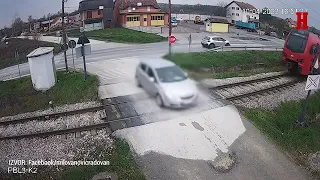 Train smashes a car, Serbia, April 2023