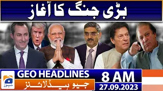 Geo Headlines Today 8 AM | Imran Khan finally moved to Adiala jail | 27th September 2023