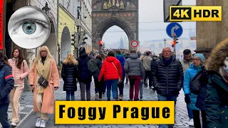 Foggy Prague walking tour to Old Town Square 🇨🇿 Czech Republic 4K HDR ASMR