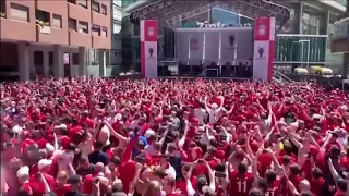 Liverpool supporters in Madrid singing ALLEZ ALLEZ ALLEZ