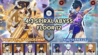 NEW 4.3 Spiral Abyss Navia - Lyney Quickswap & Kaeya Freeze Floor 12  | Genshin Impact