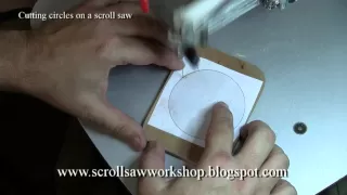 Cutting curves  and circles on a scroll saw.