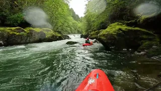 Canyon Creek, Pyranha Ripper 2L, 500 cfs, April 28, 2024--Brooks Foster kayaking