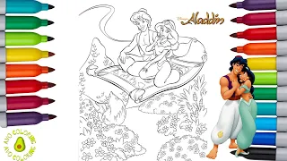 Disney Aladdin and Princess Jasmine Coloring Book Pages