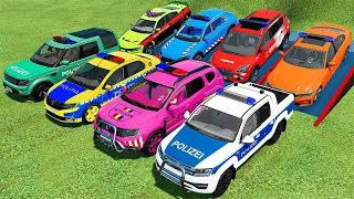 POLICE CARS OF COLORS ! DACIA, AUDI, DODGE, BMW, VOLVO, VOLKSWAGEN POLICE CARS TRANSPORTING ! FS22