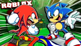 🏂 SONIC VS Classic Knuckles' RACE!! - Sonic Speed Simulator (ROBLOX) 🔵💨