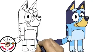 How to draw Bluey Heeler from Bluey step by step easy