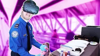 BECOMING A TSA AGENT + FINDING HIDDEN STASHES IN VR! - TSA Frisky VR HTC VIVE Demo Gameplay