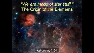 "We are made of star stuff": The Origin of the Elements (Part 1 of 2)