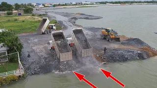 EP 176 New Update ! Wonderful Project With Wheel Loader Filling Land Build A Road Around A Lake