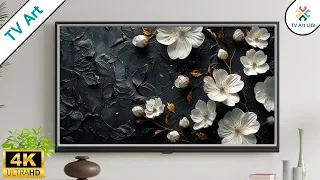 TV ART SCREENSAVER - White Flowers - Vintage Floral Framed 4k art - Interior Artwork - 4 hours HD