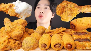 ASMR MUKBANG | BBURINGKLE CHICKEN 🍗 뿌링클 치킨 먹방 닭다리 치즈볼 뿌링핫도그 CHEESE BALL HOT DOG EATING SOUND