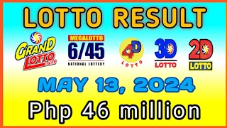 Lotto Result MAY 13, 2024 9:00PM Monday [Php 46 million] #PCSO