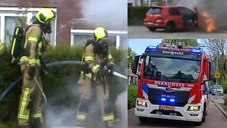 politie en brandweer met spoed naar een voertuigbrand aan de vreedonklaan in Dordrecht! +beelden tp