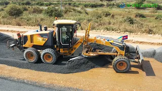 New Action Liugong Grader Spreading Gravel Installing Foundation Roads | Grader Activities Operator