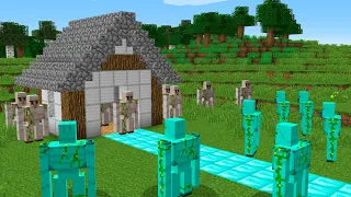 DIAMOND GOLEMS ATTACK HOUSE IRON GOLEM NOOB VS PRO BATTLE