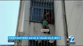 Firefighters save little boy dangling by his head 5 stories above the ground | ABC7